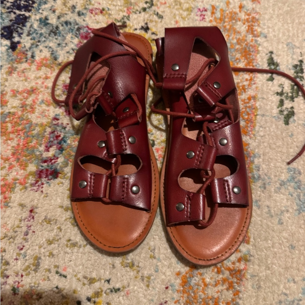 American Eagle Outfitters Maroon Leather Sandals